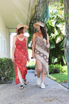 Palm Springs Slip Dress in Red Coral Python
