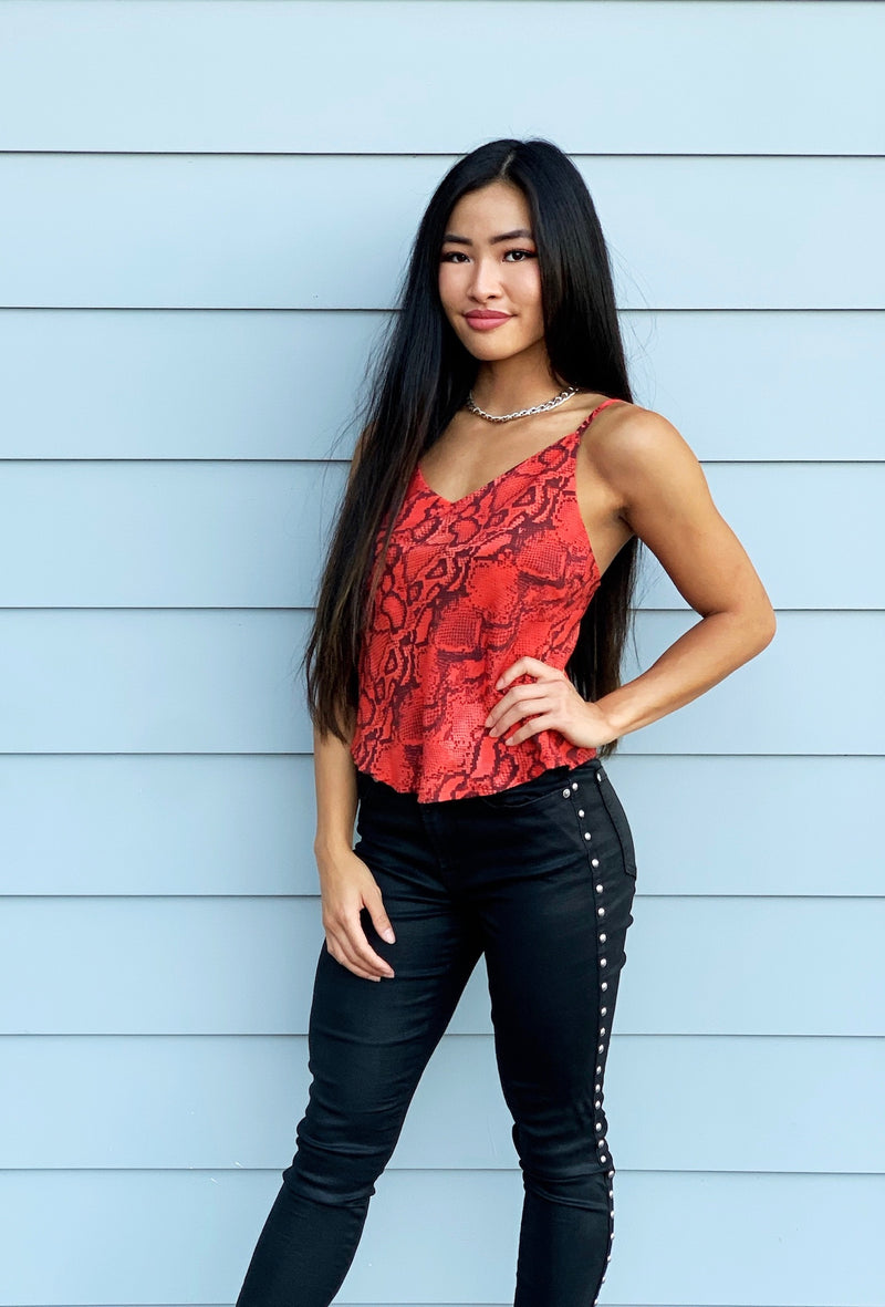 Palm Springs Cami in Red Coral Python